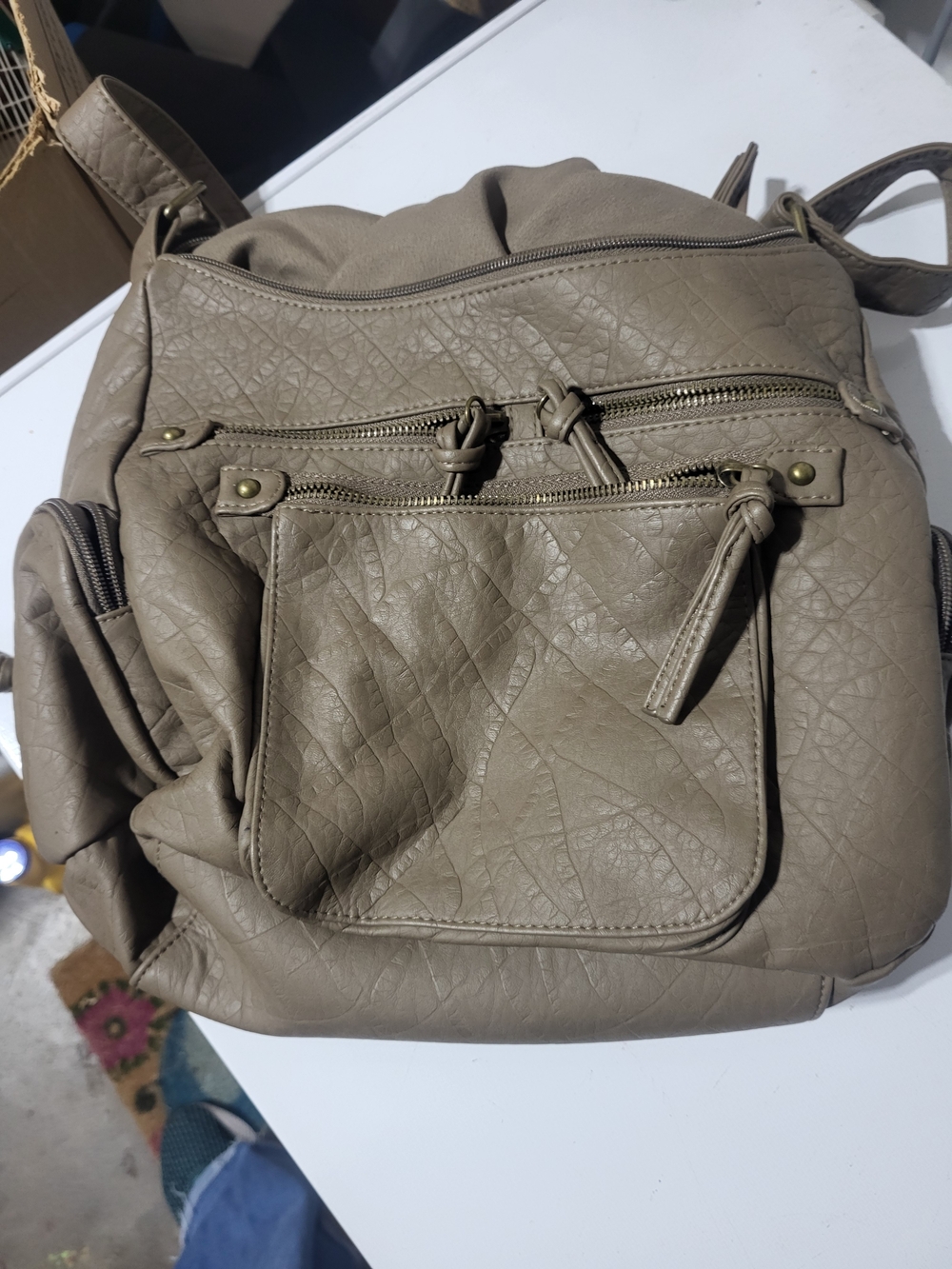 Taupe Faux-Leather Women's Purse